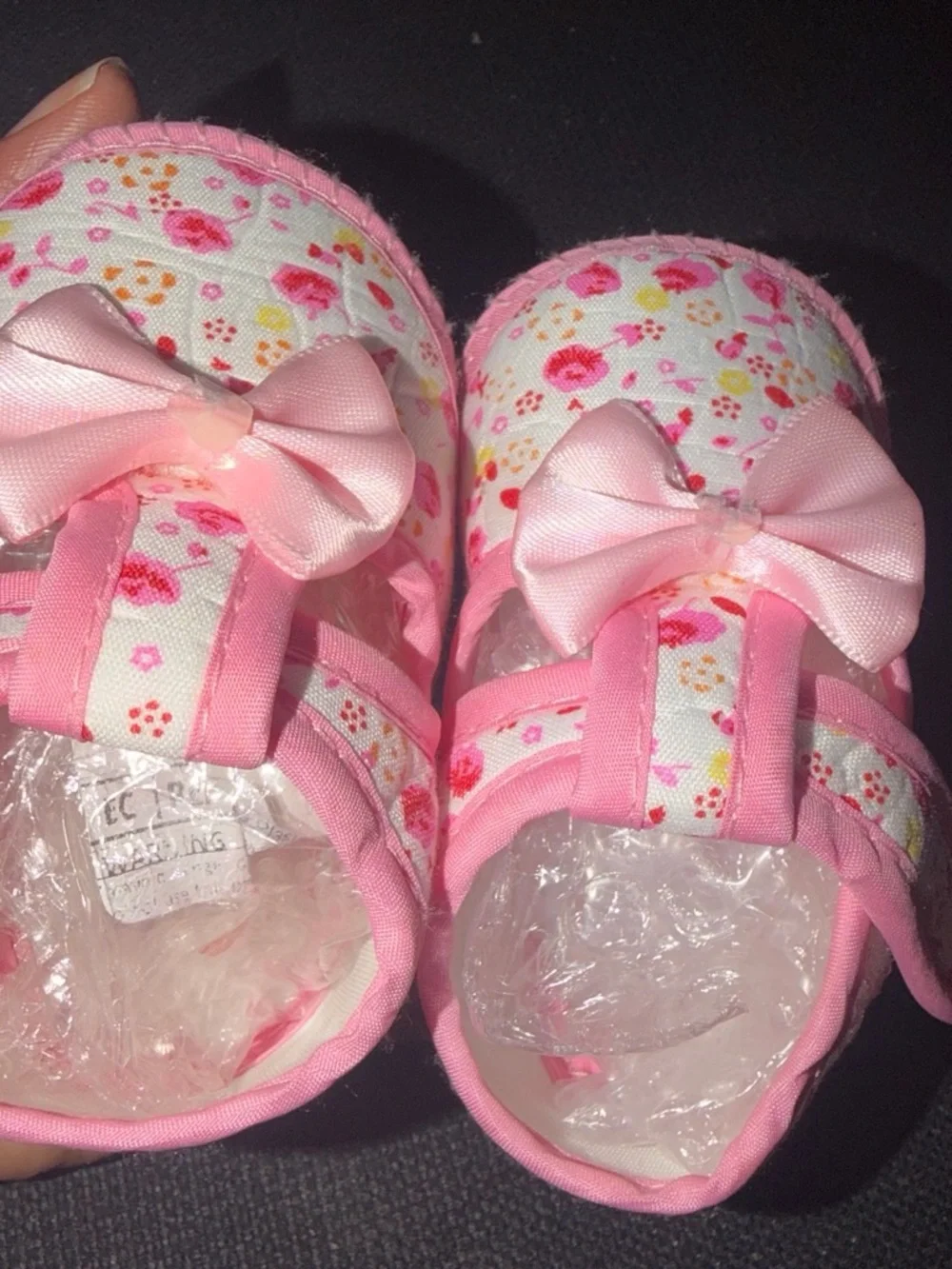 Baby Girls Pink Floral Bow Soft Sole Shoes